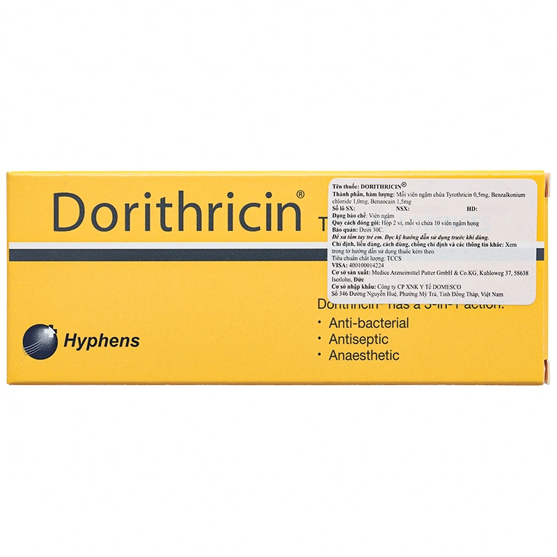 Viên ngậm Dorithricin trị viêm họng, đau họng (2 vỉ x 10 viên) - 5